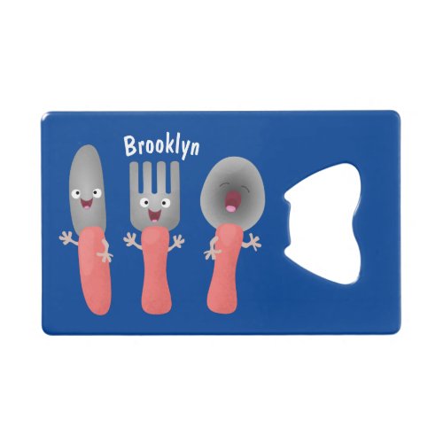 Cute knife fork and spoon cutlery cartoon credit card bottle opener