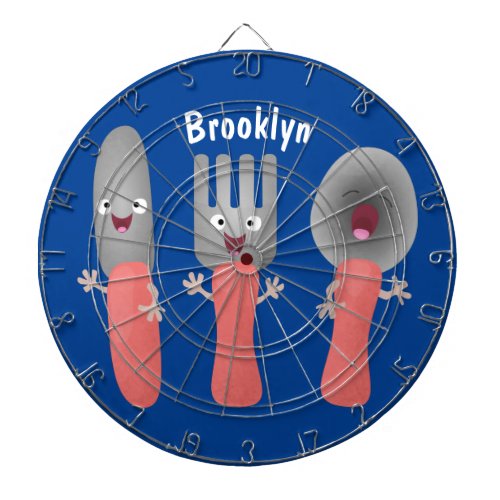 Cute knife fork and spoon cutlery cartoon dart board