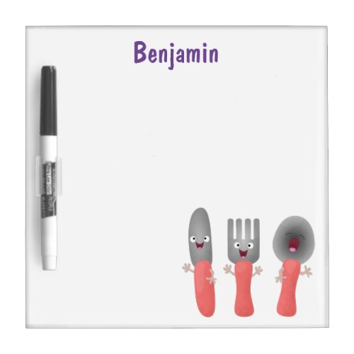 Cute knife fork and spoon cutlery cartoon dry erase board