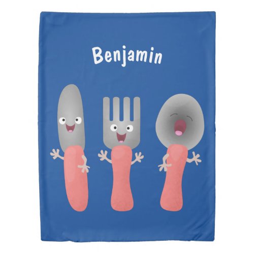 Cute knife fork and spoon cutlery cartoon duvet cover