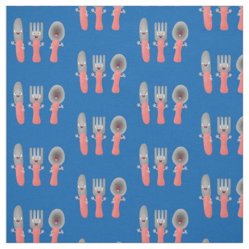 Cute knife fork and spoon cutlery cartoon fabric