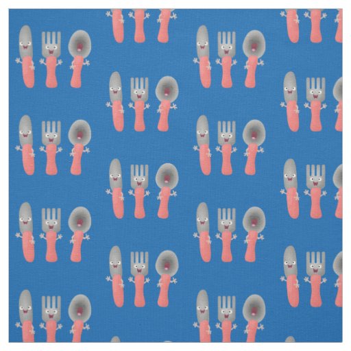 Cute knife fork and spoon cutlery cartoon fabric