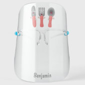 Cute knife fork and spoon cutlery cartoon  face shield (Front)