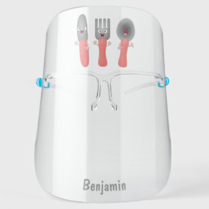 Cute knife fork and spoon cutlery cartoon face shield