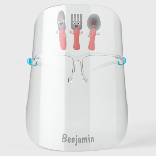 Cute knife fork and spoon cutlery cartoon  face shield (Front)