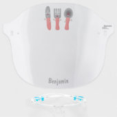 Cute knife fork and spoon cutlery cartoon  face shield (Front w/Glasses)