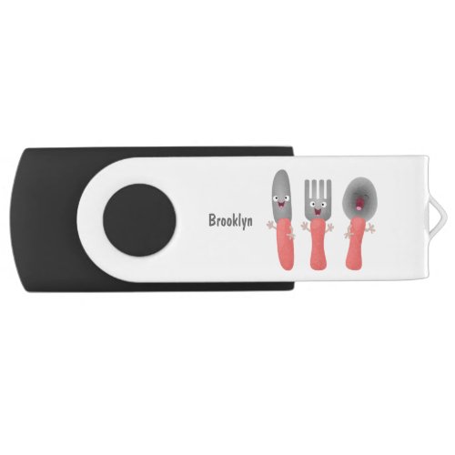 Cute knife fork and spoon cutlery cartoon flash drive