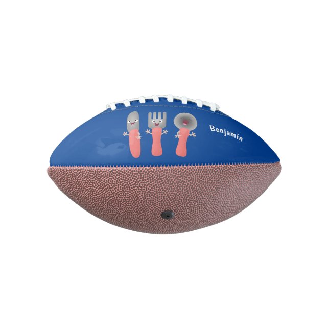 Cute knife fork and spoon cutlery cartoon football (Rotated 270)