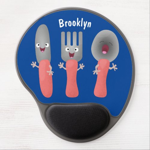 Cute knife fork and spoon cutlery cartoon gel mouse pad