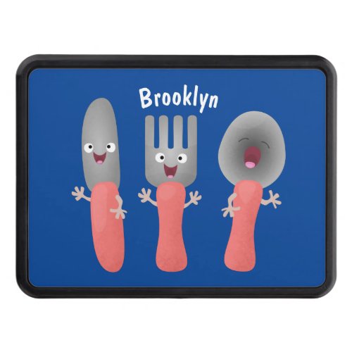 Cute knife fork and spoon cutlery cartoon hitch cover