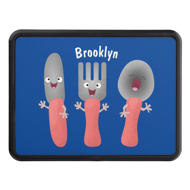 Cute knife fork and spoon cutlery cartoon hitch cover (Front)