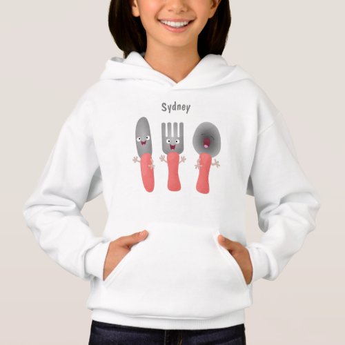 Cute knife fork and spoon cutlery cartoon hoodie