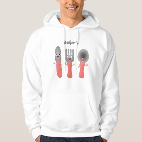 Cute knife fork and spoon cutlery cartoon hoodie