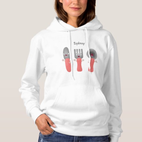 Cute knife fork and spoon cutlery cartoon hoodie