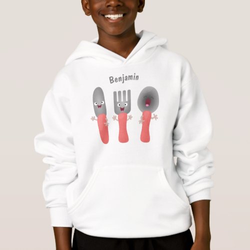 Cute knife fork and spoon cutlery cartoon hoodie