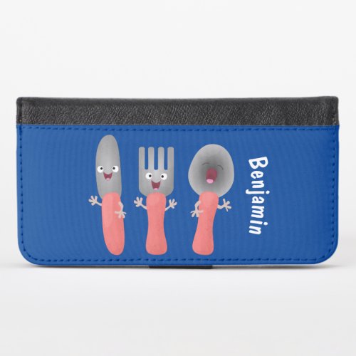 Cute knife fork and spoon cutlery cartoon iPhone x wallet case