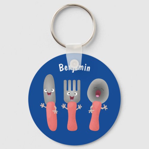 Cute knife fork and spoon cutlery cartoon keychain