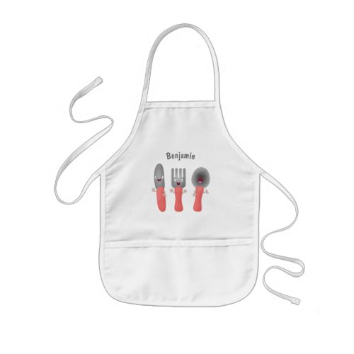 Cute knife fork and spoon cutlery cartoon kids apron