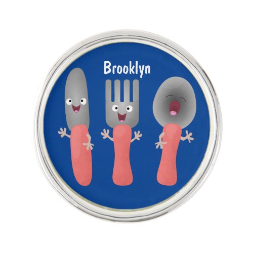 Cute knife fork and spoon cutlery cartoon lapel pin
