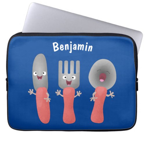 Cute knife fork and spoon cutlery cartoon laptop sleeve