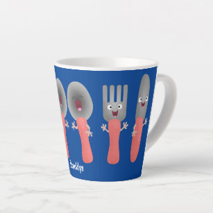 Cute knife fork and spoon cutlery cartoon latte mug