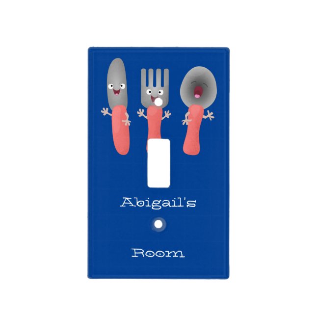 Cute knife fork and spoon cutlery cartoon light switch cover (Front)