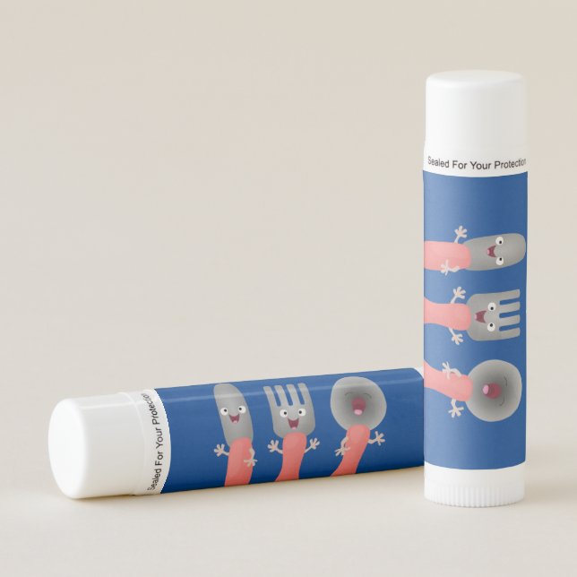 Cute knife fork and spoon cutlery cartoon  lip balm (Front)