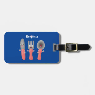 Cute knife fork and spoon cutlery cartoon luggage tag