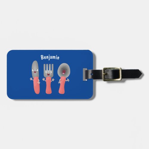 Cute knife fork and spoon cutlery cartoon luggage tag