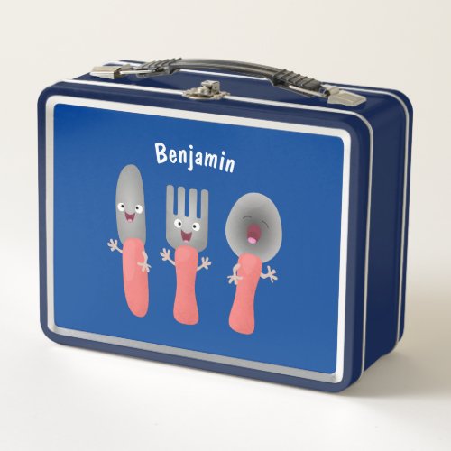 Cute knife fork and spoon cutlery cartoon metal lunch box