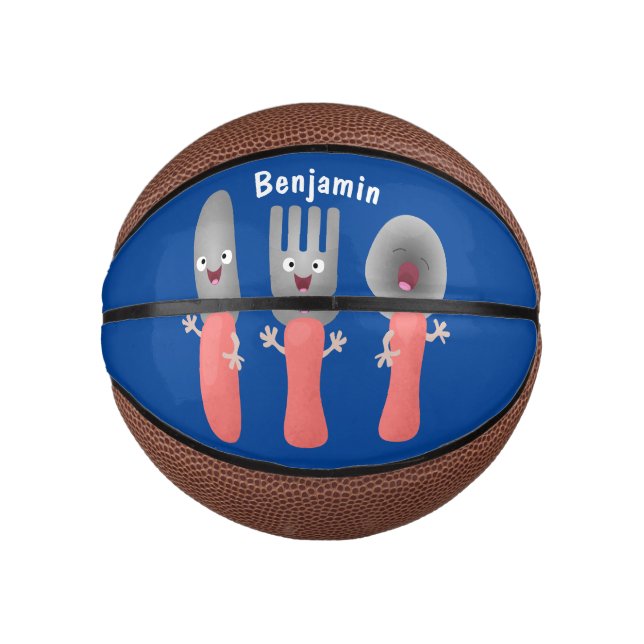 Cute knife fork and spoon cutlery cartoon mini basketball (Front)