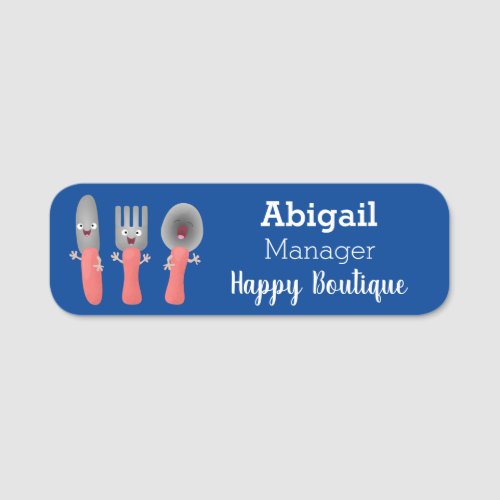 Cute knife fork and spoon cutlery cartoon  name tag