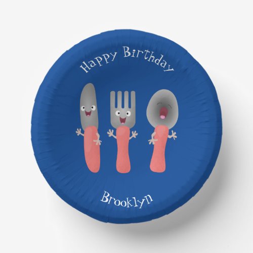 Cute knife fork and spoon cutlery cartoon paper bowls