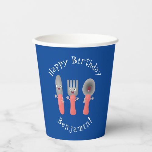 Cute knife fork and spoon cutlery cartoon paper cups