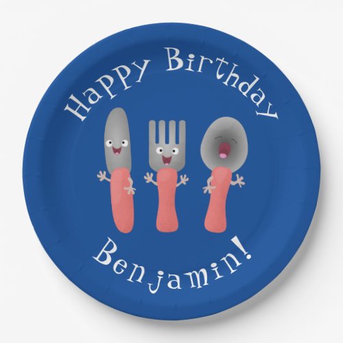 Cute knife fork and spoon cutlery cartoon paper plates