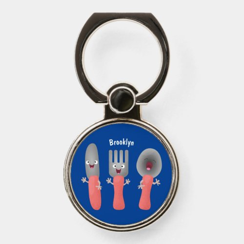 Cute knife fork and spoon cutlery cartoon  phone ring stand