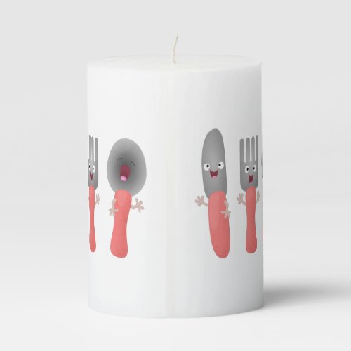 Cute knife fork and spoon cutlery cartoon pillar candle