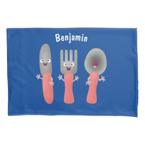 Cute knife fork and spoon cutlery cartoon pillow case