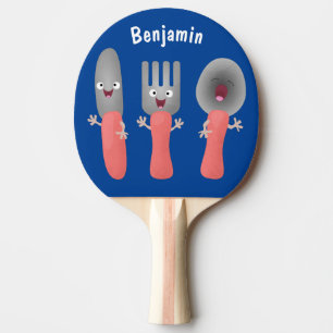 Cute knife fork and spoon cutlery cartoon ping pong paddle
