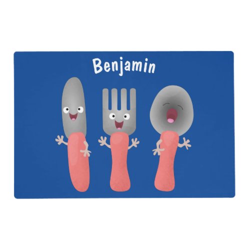 Cute knife fork and spoon cutlery cartoon placemat