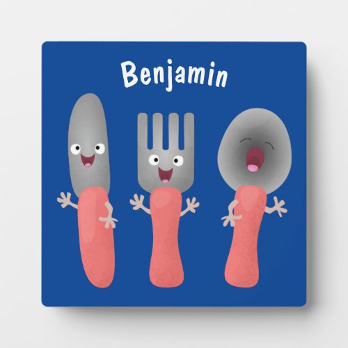 Cute knife fork and spoon cutlery cartoon plaque