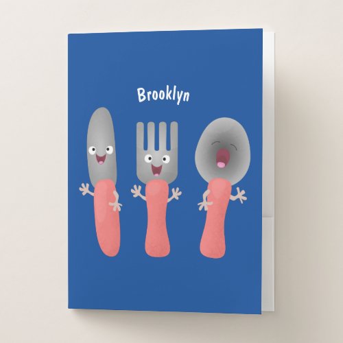 Cute knife fork and spoon cutlery cartoon pocket folder