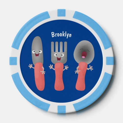Cute knife fork and spoon cutlery cartoon poker chips