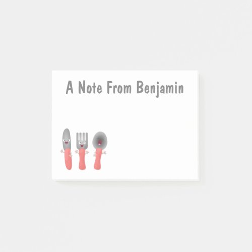Cute knife fork and spoon cutlery cartoon post_it notes