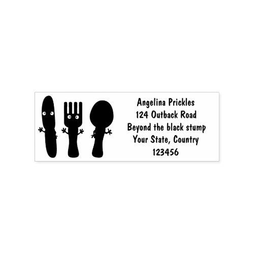 Cute knife fork and spoon cutlery cartoon rubber stamp