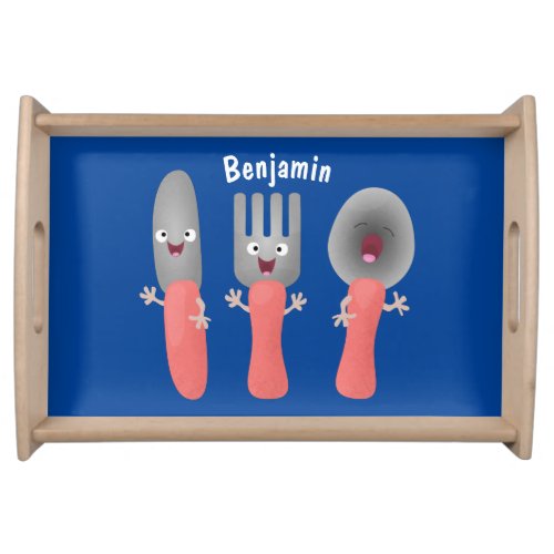 Cute knife fork and spoon cutlery cartoon  serving tray