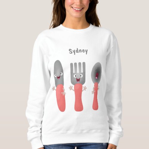Cute knife fork and spoon cutlery cartoon sweatshirt