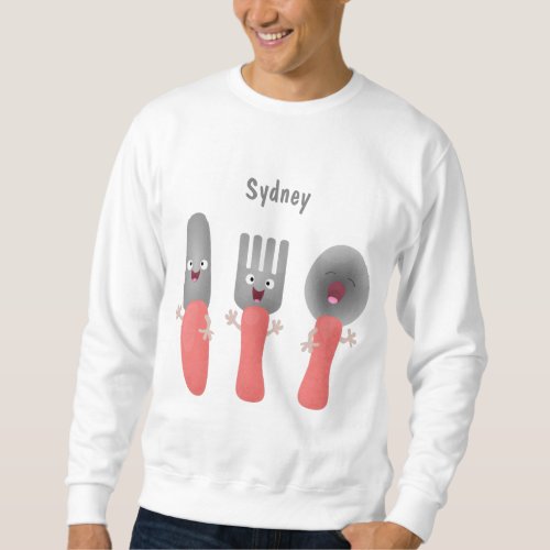 Cute knife fork and spoon cutlery cartoon sweatshirt