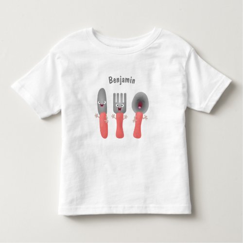 Cute knife fork and spoon cutlery cartoon toddler t_shirt