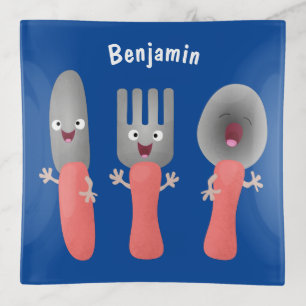 Cute knife fork and spoon cutlery cartoon trinket tray